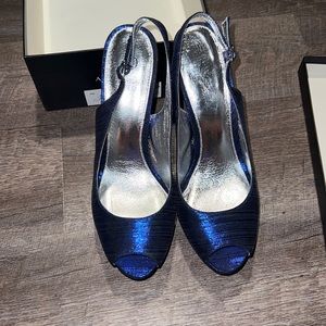 Like New royal blue peep toe heels